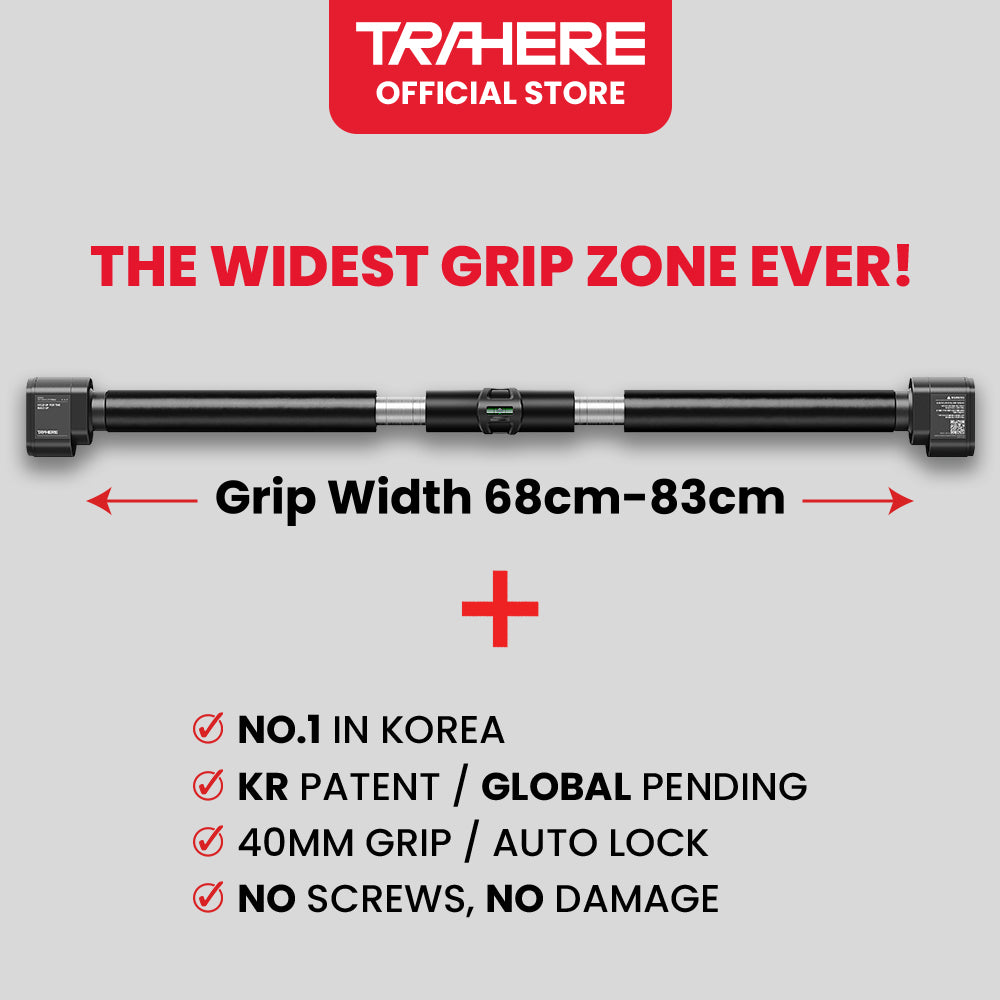 TB7: Widest Grip Doorframe Pull-Up Bar for Max Performance & Shoulder Safety | Tool-Free Install