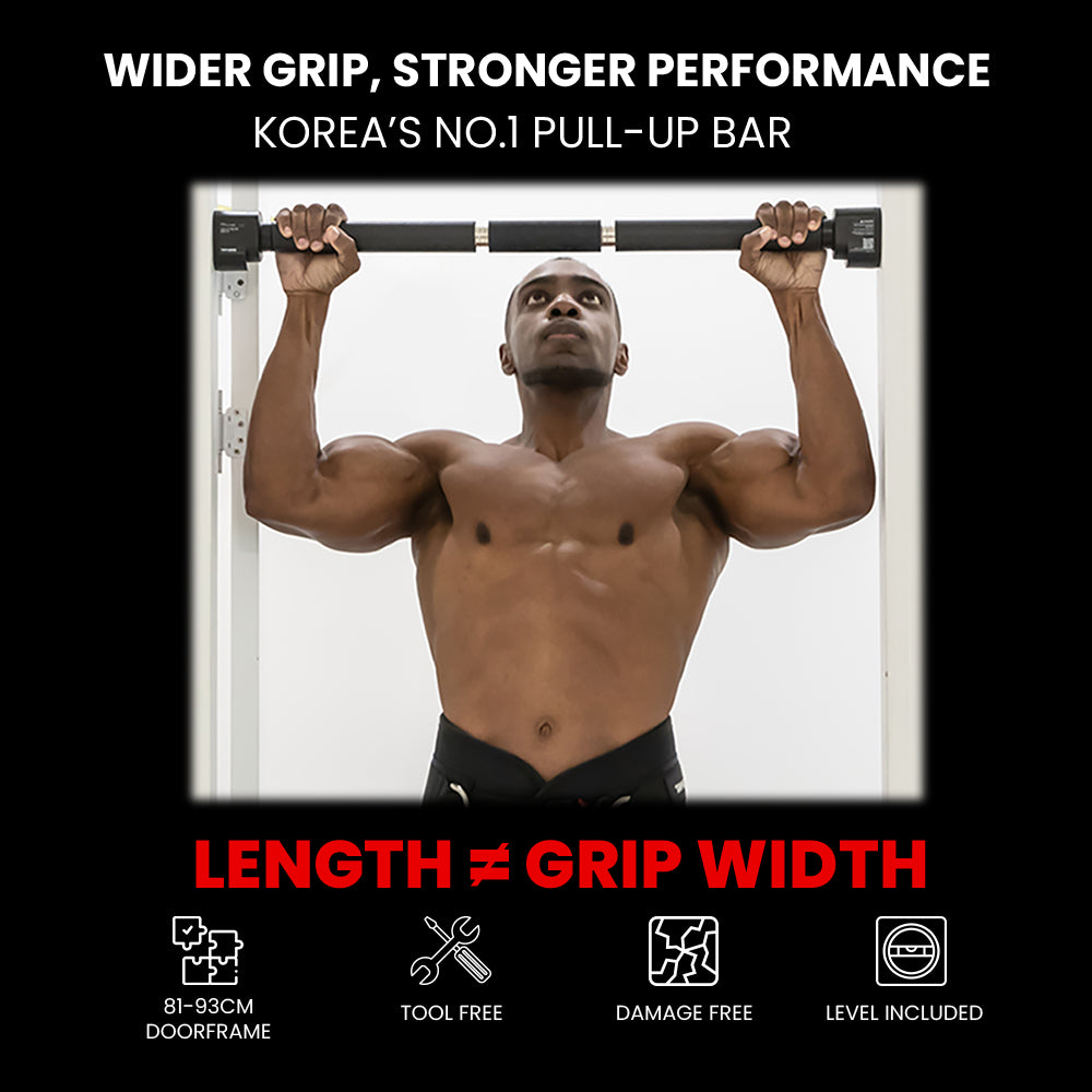 TB7: Widest Grip Doorframe Pull-Up Bar for Max Performance & Shoulder Safety | Tool-Free Install